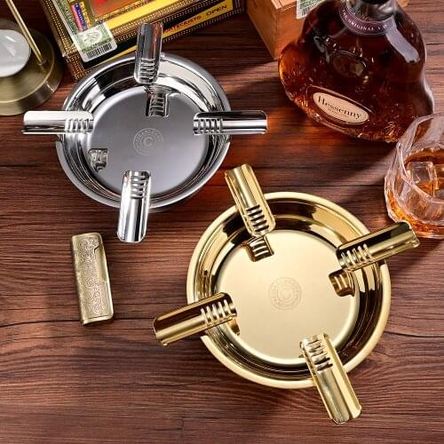 CIGARLOONG Cigar Ashtray Holder 4 cigars Portable Home Luxury Metal Cigar Ash Tray