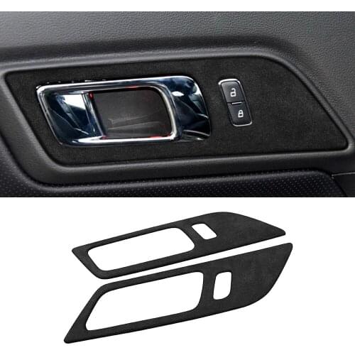 Interior Door Grab Handle Decoration Cover Trim Decal for Ford Mustang 2015 2016 2017 2018 2019 2020 Car Accessory Suede Black