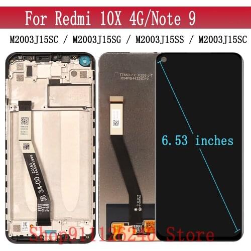 AAA Quality 6.53 " Display For Xiaomi Redmi Note 9 Note9 LCD Display Touch Screen Digitize For Xiomi Redmy 10x 4G Screen Frame
