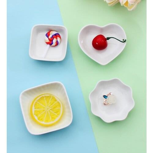 Heart Flower Shape Storage Plate Mini Ceramic Dish Photography Background Accessories Studio Photo Backdrops for Jewelry Earring