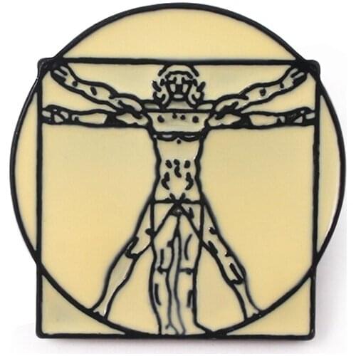RJ Da Vinci Classic Works Vitruvian Brooch Feature Figure Jewelry Enamel Badge Pin Jewelry Souvenir Gift