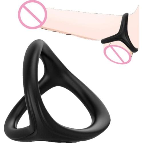 2020 New 3 in 1 Silicone Penis Ring Ultra Soft Cock Ring for Erection Enhancing Sex Toys For Men Delay Ejaculation Scrotum Lock