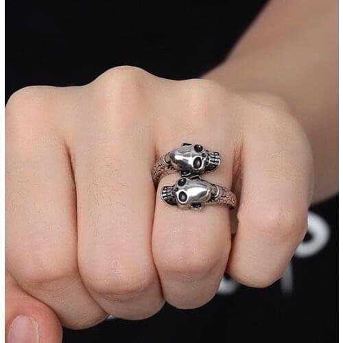 Skull Ring Stainless Steel Mens Ring Domineering Skull Demon Punk Gothic Hip-hop Jewelry Creative Gift Wholesale for Biker Boy