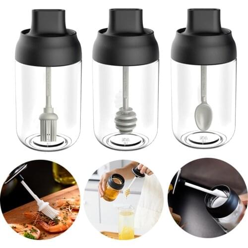 Kitchen Glass Spice Jars with Lid Salt and Pepper Shakers Set Seasoning Organizer Herbs Soy Sauce Oil Bottle with Label Paper