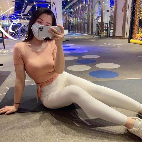 KE Korean no embarrassment line nude sense high elasticity beige white waist leggings sport woman fitness yoga pants