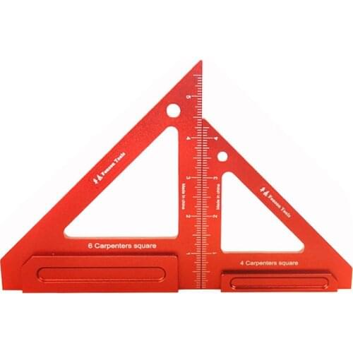 4/6 Inch Woodworking Square Ruler Aluminum Alloy Triangle Ruler 45/90 Degree Measuring Gauge Height Ruler Carpenter Tool