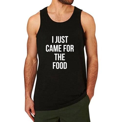 Lyprerazy Mens I Just Came For The Food Shirt Gym Workout Summer Funny Letter Print Tank Top