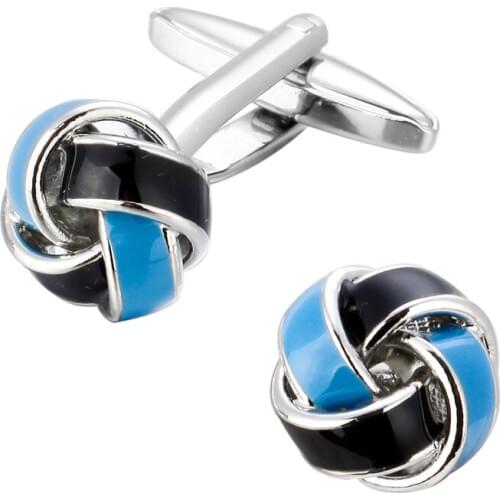 Fashion High quality Black and blue twist cuff links Popular new Business men and women French shirt cufflinks