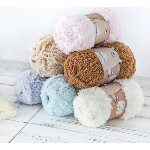 50g/ball Soft Plush Coral Velevt Baby Knitting Wool Yarn Fiber Velvet Yarn Hand Knitting Wool Crochet Yarn for DIY Sweater