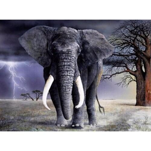 New Diamond mosaic full diamond embroidery beads Africa elephant Tree Lightning diamonds cross stitch painting Inlay handwork