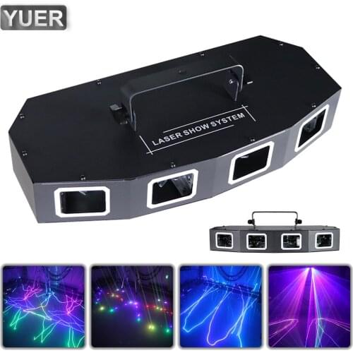 NEW Fan-shaped 4 head Full Color Scanning Laser Projector DMX512 RGB Stage Effect Laser Light For Disco DJ Party Dance Floor Bar