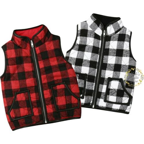 1-6Years Toddler KidS Girls Autumn Winter Coats Red Black Plaid Waistcoats Outwear Clothes Jacket 2019