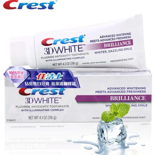 Crest 3D White Brilliance Advanced Oral Hygiene Whitening Toothpaste Teeth Whitening Tooth Paste Squeezer Toothpaste 116g