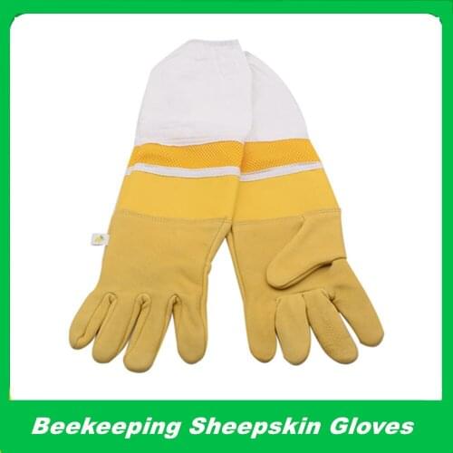 1 pair Beekeeping gloves Protective Sleeves sheepskin and cloth Bee for Apicultura beekeeping gloves
