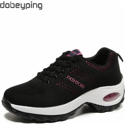 Casual Platform Womens Shoes New Lace Up Female Sneakers Breathable Air Mesh Shoes Woman Flats Wedge Walking Women Footwear New