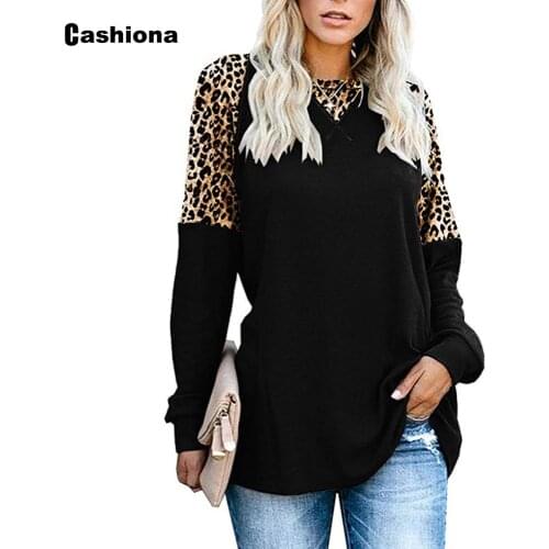 Plus Size 3xl Women Elegant Leisure Casual T-shirt Patchwork Leopard Print Womens Top Fashion 2020 Autumn Loose Tee shirt Femme