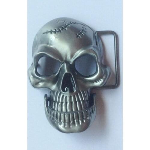 Skull of Moveable Jaw belt buckle with pewter finish JF-BY63 suitable for 4cm wideth belt with continous stock