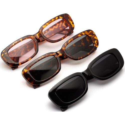 Retro Women Narrow Rectangle Sunglasses Dark Sunglasses Retro Leopard Eyeglasses Female Classic Style High Quality Sunglasses