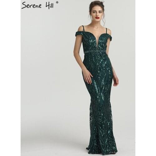 Sexy Long Saudi Arabia Gliter Green Mermaid Formal Evening Prom Gown Dress Party Kaftan Lebanon Dresses Abendkleider BLA6582
