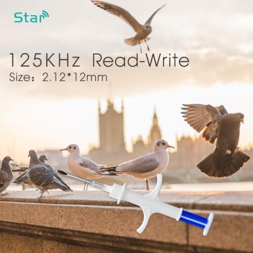 125KHz 2.12X12MM FDX-A Animal Microchip Syringe ISO11784/785 Standard T5577 Glass ID Tag with 10Digit Read Write number For Pet