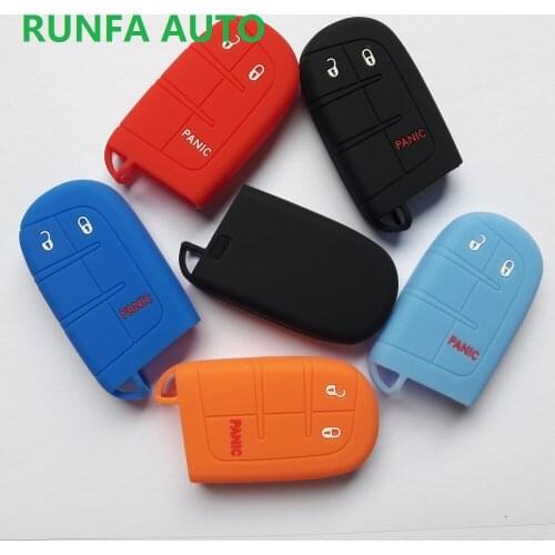 RUNFA AUTO FOB Smart Remote Shell Cover For Jeep Dodge Fiat 500X Chrysler 2+1 Button Silicone Key Case