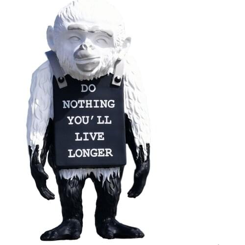 Modern Art Luxurious Banksy Monkey Sign Statue Do Nothing You Will Live Longer Figurine Street Art Home Decor Sculpture