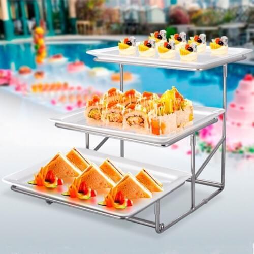 Stainless steel multi-layer imitation porcelain creative fruit plate pastry rack buffet snack stand display stand