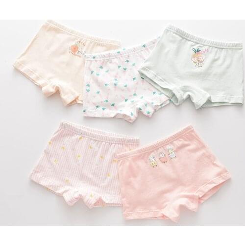 5Pcs/lot Girls Cotton Boxer Briefs Girl Panties Girls Boxer Shorts Childrens Panties Kids Underwear For 2-14 Years GU251