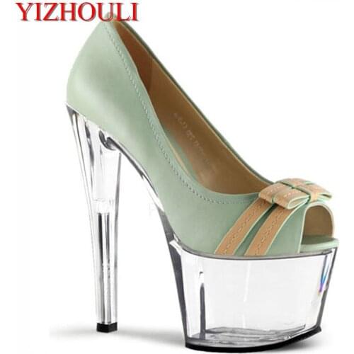 Custom-Make Patent Leather Shoes Spring And Autumn Shallow Mouth Shoe High-Heeled Shoes 17cm Crystal Bow Dress Shoes Formal