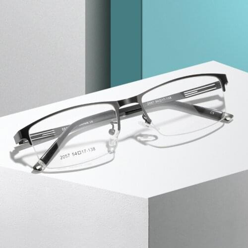 High Quality Optical Glasses Fashion Business Rectangular Half Rim Spectacle Frame Durable Alloy Prescription Eyewear Frame