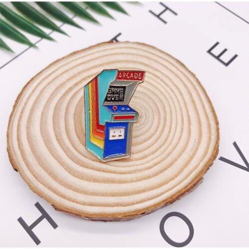 Cartoon Fun Video Coin Machine Game Over Enamel Brooch Alloy Creative Badge Denim Shirt Bag Pin accessories Jewelry Gift For Kid