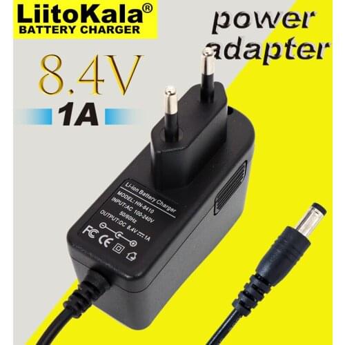 Liitokala 8.4V 1A 18650 lithium polymer battery charger DC: 5.5 * 2.1mm EU / US regulatory plug Battery pack charger