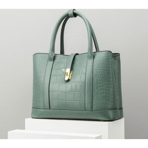 High Quality Crocodile Texture Womens Business Shoulder Top Handle Bag Female Elegant Messenger Bags Luxury Designer Handbags