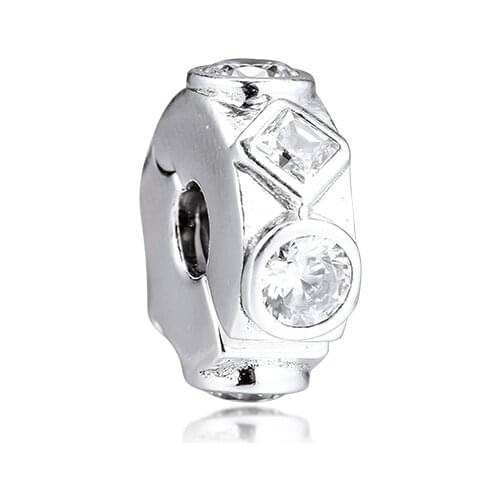 925 Sterling Silver Original Bead Geometric Shapes Clip Charm Fits Pandora Bracelets Women Sterling Silver Jewelry Wholesale