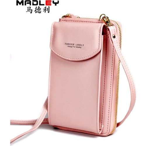Forever young New ladies long clutch large capacity mobile phone wallet zipper one shoulder messenger bag