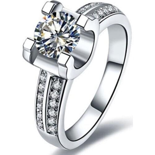 Test Positive 1Ct D VVS1 Moissanite Female Ring Solid 14K White Gold Wedding Ring Stunning Diamond Engagement Ring AU585