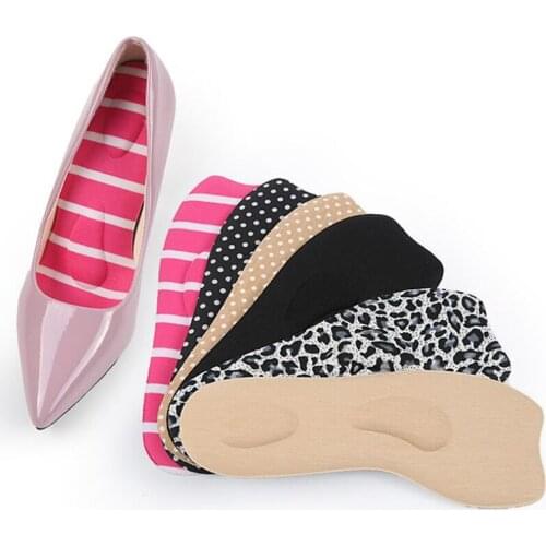 1 Pair Soft Breathable Insole Self-adhesive Seven Insoles Points Elastic Anti-slip Insole Pads for High Heel Shoe