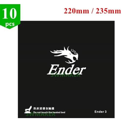10pcs 220mm / 235mm black Heated bed For Creality ENDER-3 ENDER-3S 3D Printer Sticker Build Sheet build plate tape with 3M Back