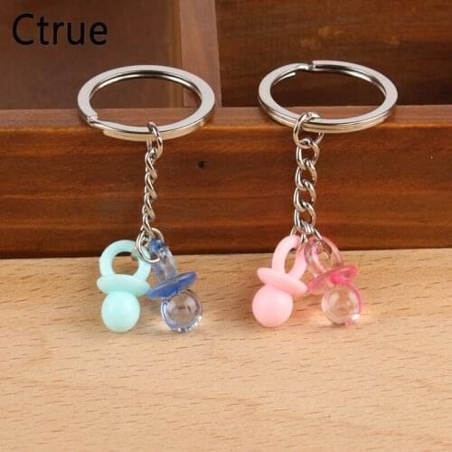 10pcs Acrylic blue & pink Babys Nipple Keychain birthday party accessories wedding favors baby shower souvenir
