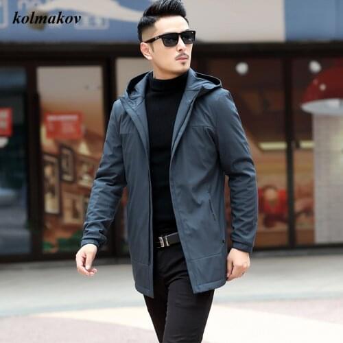 2020 New Arrival Winter Style Men Boutique Solid Trench Coat High Quality Hooded Hat Mens Zippers Leisure Jacket Overcoat M-3XL