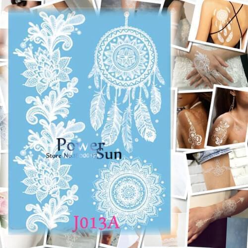 25 Style Hot Henna Temporary Tattoo Paste White Dream Catcher Tattoo Black Indian Sun Flower Waterproof Tattoo Feather Women