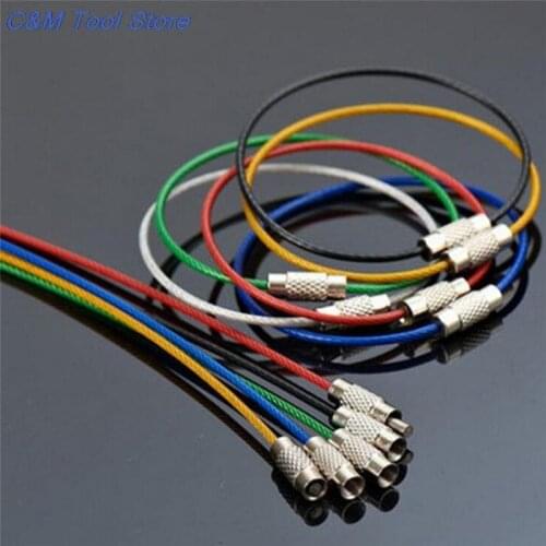 5PC Metal Key Holder Split Rings Wire Rope Outdoor Tool Colors Plastic Protection Unisex Keyring Keychain Keyfob
