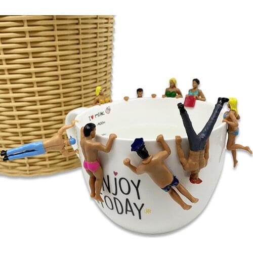 8Pcs Mini Simulated Swimsuit People Doll Hanging Cups Dollhouse Pendant Home Figurine Decor Doll Model Collections Children Toys