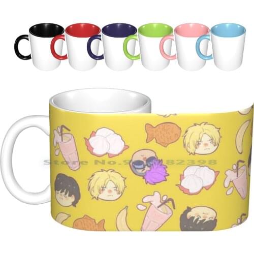 Banana Ceramic Mugs Coffee Cups Milk Tea Mug Banana Fish Taiyaki Dumpling Milkshake Drink Food Ash Eiji Shoter Ash Eiji Ash