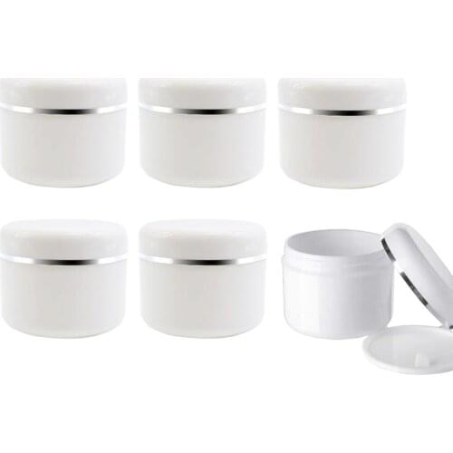 6pcs White Plastic Cosmetic Jars with Inner Liners Make-up Containers Pot Case for Scrubs Oils Salves Creams Lip Balm Lotions