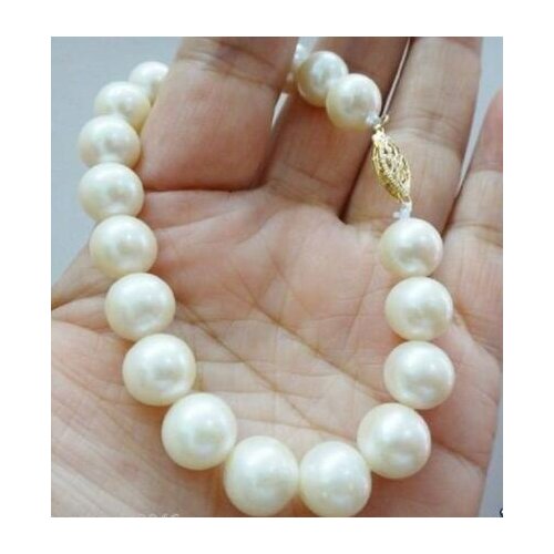 Free shipping noble jewelry NATURAL Freshwater noble natural 10-11mm white pearl bracelet 7.5inch 14k gold CLASP