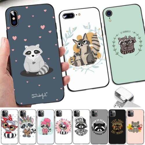 TOPLBPCS Animal Raccoon Art Phone Case for iPhone 8 7 6 6S Plus X 5S SE 2020 XR 11 12mini pro XS MAX