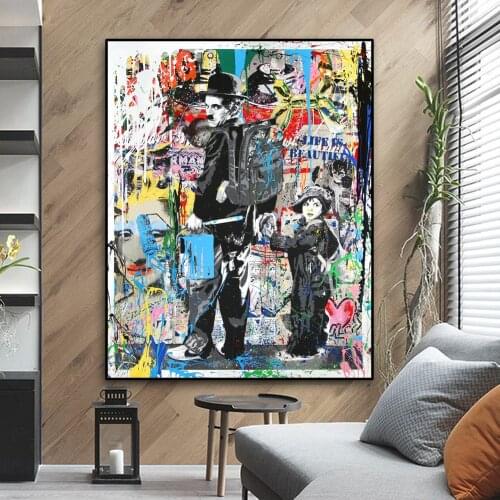 Street Graffiti Art Canvas Painting on Canvas Posters and Prints Two Painters Wall Art Picture for Living Room Home Decor Cuadro