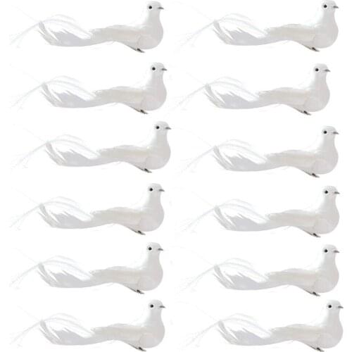 12 Pcs Artificial Feather Birds Assortment On Clip Christmas Ornaments Wreath Decor