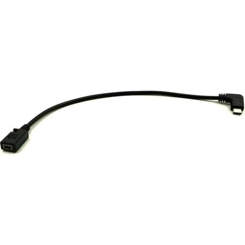 Right Angle USB-C Charging Cable, USB 3.1 Type C Male to Mini USB (Mini B) Female Converter Cable Cord 0.3m